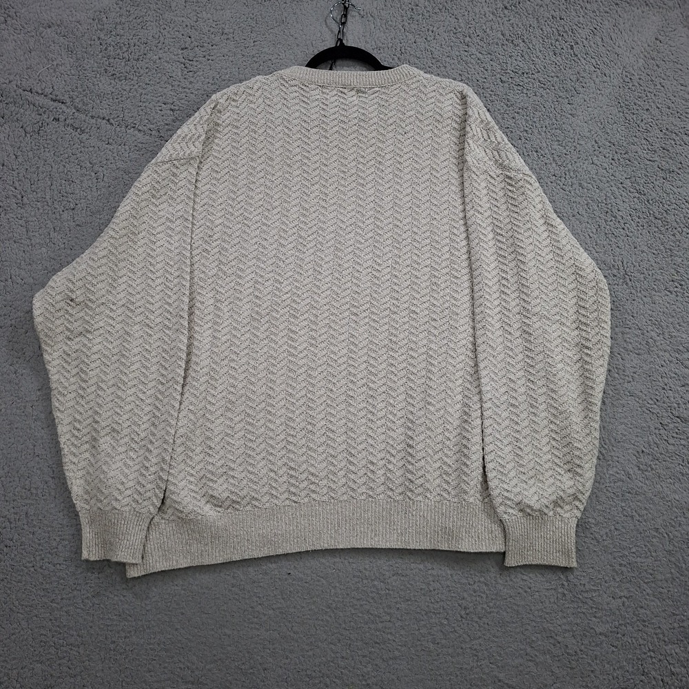 Vintage Sedgefield Fisherman Sweater Mens 2XL Beige Herringbone Knit USA Made